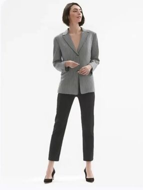 Piazza Sempione Gray Pinstripe Wool Silk Blazer Jacket IT 48 US 12 Made in Italy